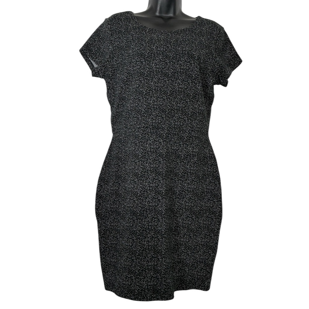 Simply Styled Black Heather Tweed Dress Medium stretchy
